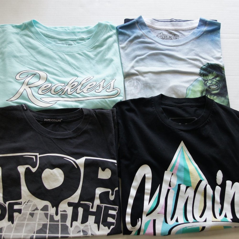 BUNDLE OF 4 SMALL GRAPHIC TEES DOPE COUTURE...